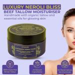 Beef Tallow Whipped Cream Moisturiser – Neroli Essential Oil, Rosehip Oil, Jojoba Oil & Vitamin A,D,E,K | Face & Body | 100% Organic Grass Fed Tallow | Made in Hampshire UK by (CJ TALLOW) Net Wt 60ml