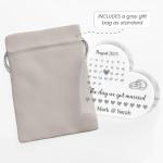 Wedding Gifts For Bride and Groom - Personalised Wedding Date Gift for Couples, The Day We Got Married, Acrylic Heart Block Ornament With Grey Gift Bag