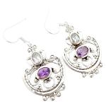 Kanika Jewelry Trove Genuine Blue Topaz & Amethyst 925 Sterling Silver Earrings