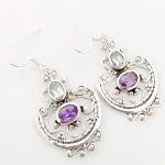 Kanika Jewelry Trove Genuine Blue Topaz & Amethyst 925 Sterling Silver Earrings