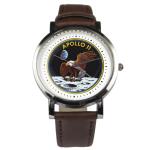 Apollo 11 design wristwatch - Black/Brown strap (Black)