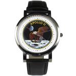 Apollo 11 design wristwatch - Black/Brown strap (Black)