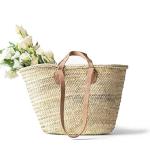 FRENCH BASKET with double flat leather handles, straw bag, beach bag, basket bag, straw basket, shopping basket, wicker basket with handle, wicker basket (Large)