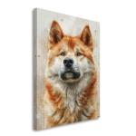 Korean Jindo Painted Illustration Canvas Art Print - Canine Portrait, Dog Lovers, Home Decor, Animal Artistry, Wall Art, Collectibles