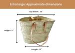 FRENCH BASKET with double flat leather handles, straw bag, beach bag, basket bag, straw basket, shopping basket, wicker basket with handle, wicker basket (Large)