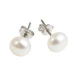 7mm Cultured Freshwater Pearl Sterling Silver Stud Earrings - Handmade Gemstone Jewellery Gift Ideas for Women Girls - Birthday Valentine's Gift - Bridal Wedding Bridesmaid