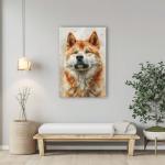 Korean Jindo Painted Illustration Canvas Art Print - Canine Portrait, Dog Lovers, Home Decor, Animal Artistry, Wall Art, Collectibles