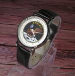 Apollo 11 design wristwatch - Black/Brown strap (Black)