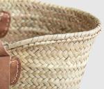 FRENCH BASKET with double flat leather handles, straw bag, beach bag, basket bag, straw basket, shopping basket, wicker basket with handle, wicker basket (Large)