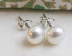 7mm Cultured Freshwater Pearl Sterling Silver Stud Earrings - Handmade Gemstone Jewellery Gift Ideas for Women Girls - Birthday Valentine's Gift - Bridal Wedding Bridesmaid