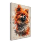 Pomeranian Painted Illustration Canvas Art Print: Canine Charm, Home Decor, Dog Lovers' Collectible, Vivid Portraiture, Fluffy Companion