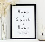 Personalised Home Sweet Home print | New home housewarming gift (A4-30x21cm, Print & Standard Frame)
