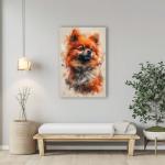 Pomeranian Painted Illustration Canvas Art Print: Canine Charm, Home Decor, Dog Lovers' Collectible, Vivid Portraiture, Fluffy Companion