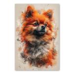 Pomeranian Painted Illustration Canvas Art Print: Canine Charm, Home Decor, Dog Lovers' Collectible, Vivid Portraiture, Fluffy Companion