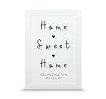 Personalised Home Sweet Home print | New home housewarming gift (A4-30x21cm, Print & Standard Frame)