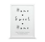 Personalised Home Sweet Home print | New home housewarming gift (A4-30x21cm, Print & Standard Frame)