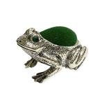 Victorian Style Collectible Frog with Emerald Eyes Pin Cushion 925 Sterling Silver Sewing Needle
