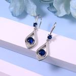 Weviway Sapphire Teardrop Dangle Earrings, Silver, Blue Crystal, September Birthstone, Women's Handmade Jewellery