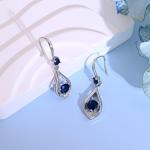 Weviway Sapphire Teardrop Dangle Earrings, Silver, Blue Crystal, September Birthstone, Women's Handmade Jewellery