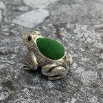 Victorian Style Collectible Frog with Emerald Eyes Pin Cushion 925 Sterling Silver Sewing Needle
