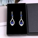 Weviway Sapphire Teardrop Dangle Earrings, Silver, Blue Crystal, September Birthstone, Women's Handmade Jewellery