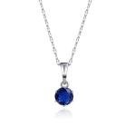 Weviway Silver Blue Sapphire Pendant Necklace, 44 cm Cable Chain, September Birthstone Jewellery