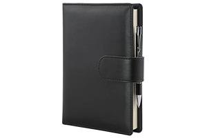 "Basic" diary with daily section and with button fastening - Handmade in Italy - cm 15x21 - black