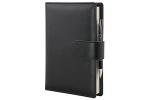 "Basic" diary with daily section and with button fastening - Handmade in Italy - cm 15x21 - black