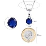 Weviway Silver Blue Sapphire Pendant Necklace, 44 cm Cable Chain, September Birthstone Jewellery