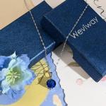 Weviway Silver Blue Sapphire Pendant Necklace, 44 cm Cable Chain, September Birthstone Jewellery