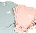 Pink Positive Personalized Mr Mrs Shirt | Bride Groom Surname Shirts | Honeymoon Shirts | Couple's Shirts | Wedding Party Shirts White