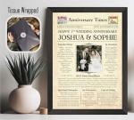 The Save the Date People 1st Wedding Anniversary Print- Personalised Newspaper Gift to Celebrate their first Year Together - 2025 Year You Were Married Photo Gifts