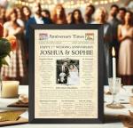 The Save the Date People 1st Wedding Anniversary Print- Personalised Newspaper Gift to Celebrate their first Year Together - 2025 Year You Were Married Photo Gifts