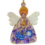 Angel Christmas Ornament Wood Hand-painted 9.5 x 7.5 x 0.5 cm with Beautiful Floral Pattern Handmade in Ukrainian Tradition - Artistic Christmas Decoration and Collectible