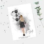 Personalised Birthday Girl Print For Her - 16th, 18th, 21st Picture Custom Unique Gift Idea - A5, A4 Prints & Framed