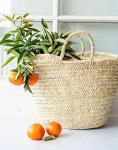 FRENCH BASKET with double flat leather handles, straw bag, beach bag, basket bag, straw basket, shopping basket, wicker basket with handle, wicker basket (Large)