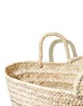 FRENCH BASKET with double flat leather handles, straw bag, beach bag, basket bag, straw basket, shopping basket, wicker basket with handle, wicker basket (Large)