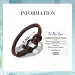 To My Son Nautical Bracelet Stainless Steel Screw Barrel Clasps,Punk Temperament Handmade Bracelet Bangle Wristband Graduation Birthday Gift (brown, son)