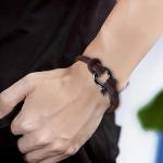 To My Son Nautical Bracelet Stainless Steel Screw Barrel Clasps,Punk Temperament Handmade Bracelet Bangle Wristband Graduation Birthday Gift (brown, son)