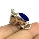 Victorian Style Collectible Miniature Mouse Pin Cushion 925 Sterling Silver Sewing Needle