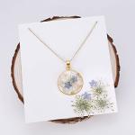 Forget-Me-Not and Queen Anne's Lace Pressed Wildflower Necklace | Gold Pressed Flower Necklace | Personalized Handmade Necklaces | Symbol of Everlasting Love and Memory | Gift for Women | 18”
