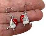 Robin bird earrings Sterling Silver ear wires in Gift Box handmade resin enamelled in East Sussex UK unique Feral spirit jewellery (Robin 925 Silver Earwires)