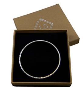 Silver Large bangle - Sterling Silver hammered bangle - hammered and brushed Silver - Reflections on the Sea - sea inspired - handmade in Cornwall - Size large