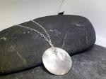 Disc necklace - Sterling Silver circle necklace -hammered and brushed Silver -Reflections on the Sea - sea inspired - handmade in Cornwall - Genuine Real Silver