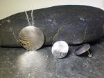 Disc necklace - Sterling Silver circle necklace -hammered and brushed Silver -Reflections on the Sea - sea inspired - handmade in Cornwall - Genuine Real Silver