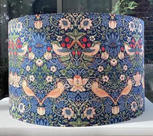 Handmade Lampshade William Morris Strawberry Thief Navy Blue (Table/Floor, Large)