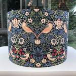 Handmade Lampshade William Morris Strawberry Thief Navy Blue (Table/Floor, Large)