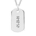 Genuine 925 Sterling Silver Personalised Rune Dog Tag Necklace/Gifts Ideas For Him and Her/Free Engraving/Quality Handmade Silver KIMNKIM-C25-1 (HEILSA - Health)