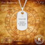Genuine 925 Sterling Silver Personalised Rune Dog Tag Necklace/Gifts Ideas For Him and Her/Free Engraving/Quality Handmade Silver KIMNKIM-C25-1 (HEILSA - Health)
