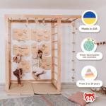 Woodandhearts playground, climbing frame, indoor climbing frame, baby climbing frame, monkey bars, indoor climbing, frame for toddlers, toddler climbing frame (6 panels Natural Wood)